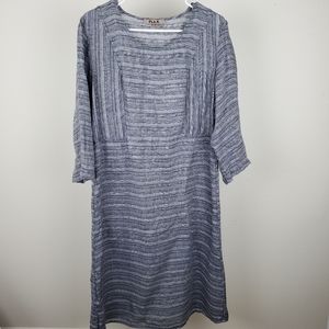 Flax Linen Lagenlook Boho 3/4 Sleeve Dress Women's Sz Small